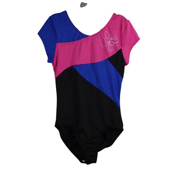Freestyle Gymnastics‎ Dance Leotard Block Color Sparkle Butterfly Size Large - Picture 1 of 5